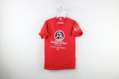 Camiseta roja Battlegreen Run Race 1985 talla mediana descolorida vintage años 80 para mujer EE. UU.