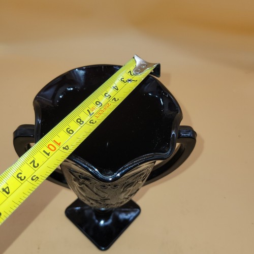 Vintage 1930'S LE SMITH Embossed Black Amethyst Glass Loving Trophy Cup Vase - Picture 13 of 13