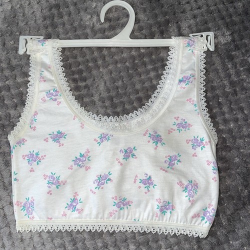 Vtg 90s St Eve For Kids Girls Crop Top & Panty Sz S 4-6 Cotton White Floral - Picture 2 of 8