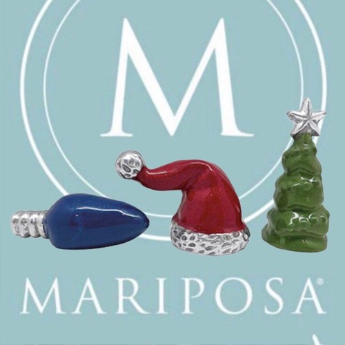 Juego de 3 Servilletas Mariposa Peso Sombrero Rojo de Papá Noel, Árbol Verde, Bombilla Azul de Navidad - Imagen 1 de 9