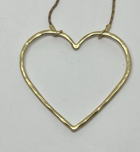 Plunder Design Two Tone Hammered Open Heart Pendant 30" Necklace - Picture 2 of 4