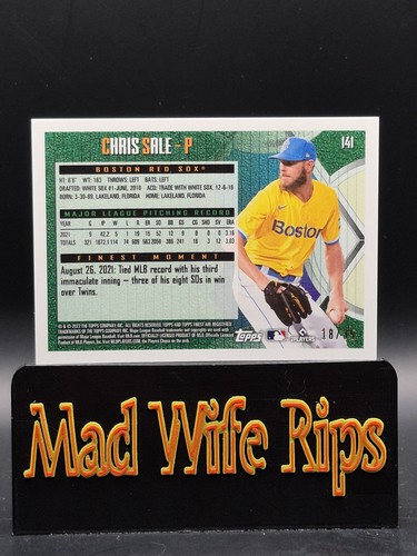 2022 Topps Finest Flashbacks #141 Chris Sale Prism Refractor #/35 Braves  - Picture 5 of 7