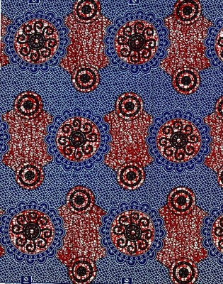 African Print Fabric/ Ankara - Brown, Navy 'Heritage Seal,  1 YARD
