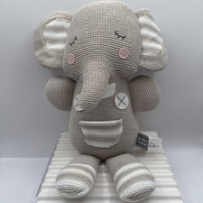 Theodore Elephant Living Textiles Knit Gray Plush With Rattle Sensory 14"