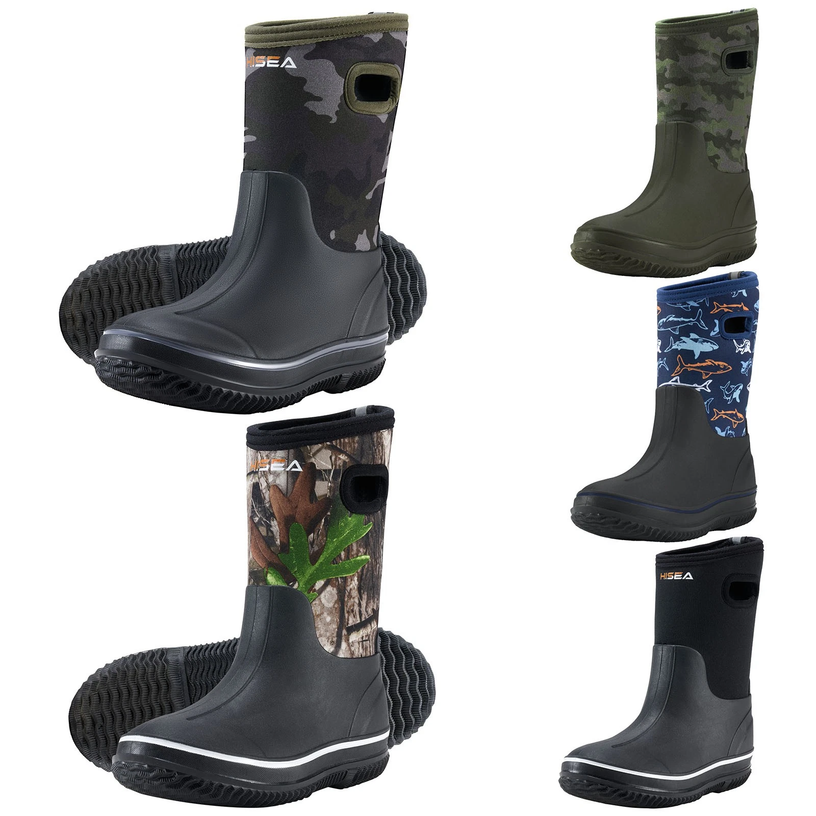 HISEA Kids Rain Boots w/Handles Waterproof Non-Slip Playing Camping Mud Boots
Opens in a new window