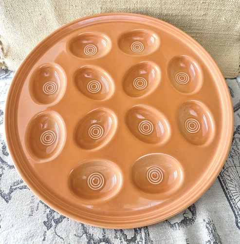 FIESTA Tangerine (?) Light Orange Round Deviled Egg Serving Platter (13”)