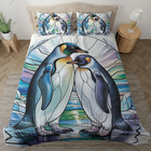 Penguin Couple Bedding Set Cute Love Birds Duvet Cover Romantic Animal Bed Set