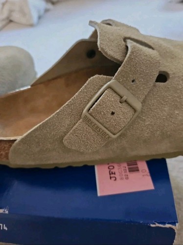Birkenstock Boston Clogs Taupe Suede faded khaki UK4 EU37 - Picture 3 of 6