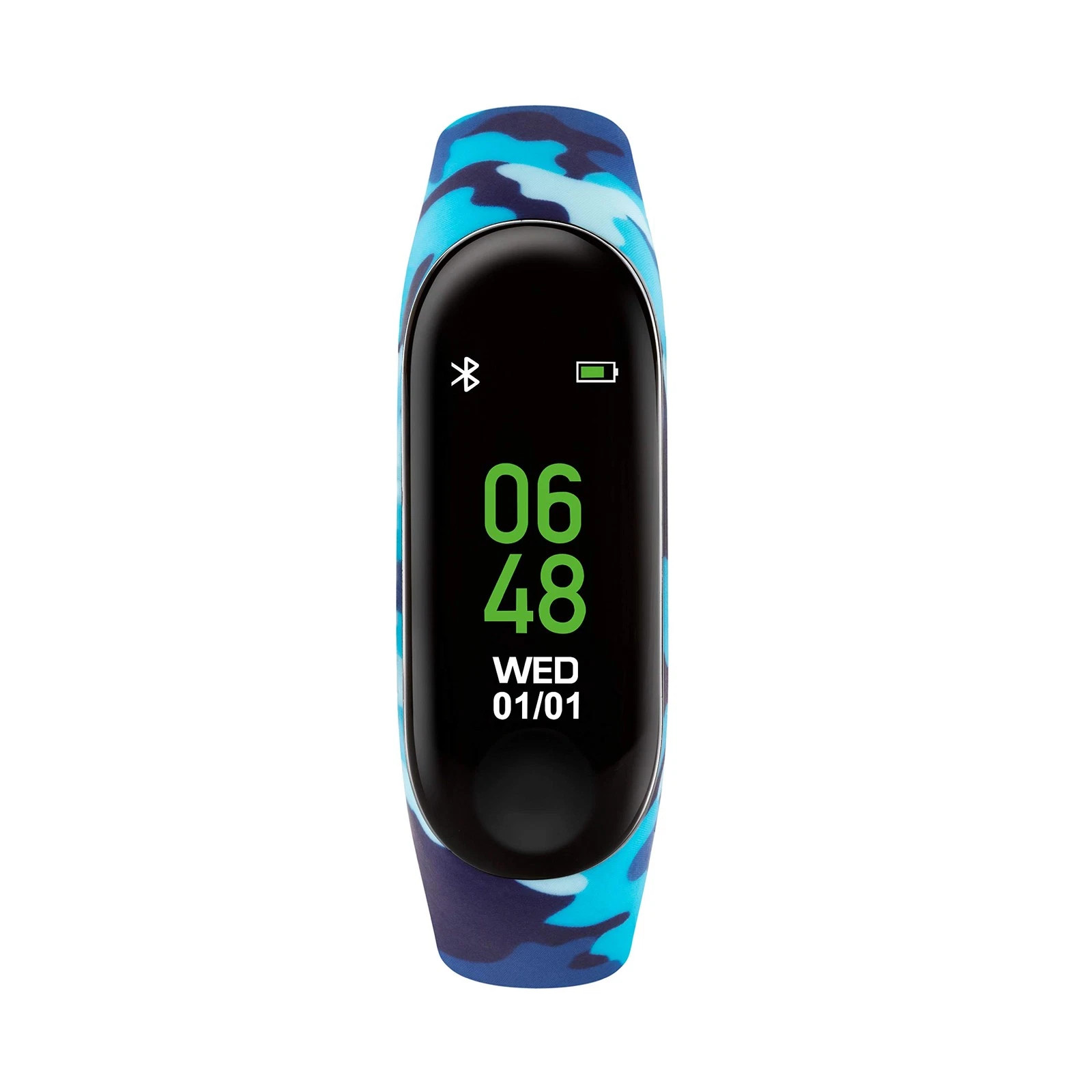 Tikkers Series 1 Kids Printed Camo Blue Silicone Strap 18 millimeters,