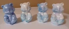 Lot Of 4 Fenton Cobalt Blue & White Swirl Slag Glass Sitting Bear Figurines