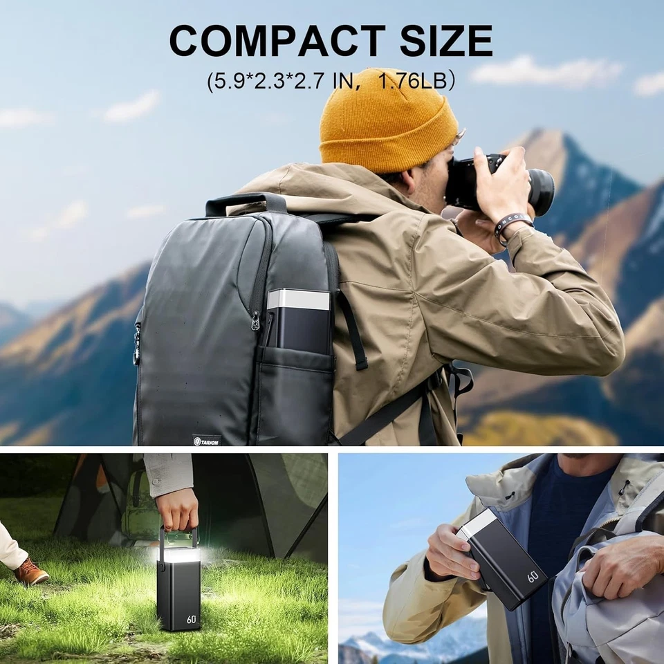 Banco de alimentación portátil 50000 mAh 22,5 W carga rápida cargador de teléfono camping al aire libre Foto 3 de 4