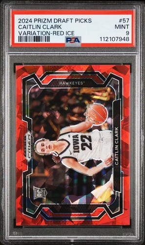 2024 Prizm Draft Picks Caitlin Clark #57 Rookie RC Variation Red Ice PSA 9