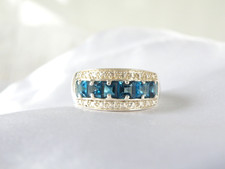 Vintage Sterling Silver 925 Natural Heated London Blue Topaz Ring Size 8
