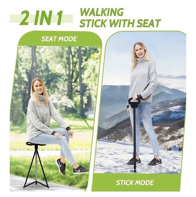 Walking Cane w/ Seat  Multifunctional Lightweight Crutch Chair Light Gold (L-5)