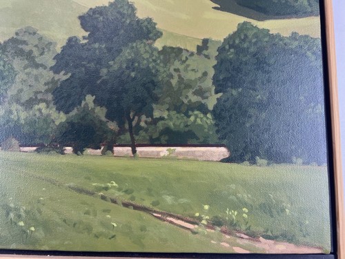 "Pintura en lienzo impresionista Jim Hopper Rolling Green Fields Ohio 15x19""" - Imagen 6 de 12