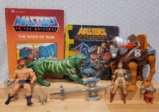 VTG MOTU He-Man Fisto Teela Stridor Battle Cat Gargoyle Ram-Man Figure Books Lot