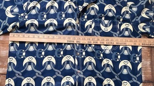 Ruanda-Africano Botón/A Presión-Camisa de Algodón con Estampado de Cera Azul para Hombres-Mangas Cortas XXL-54” - Imagen 12 de 22