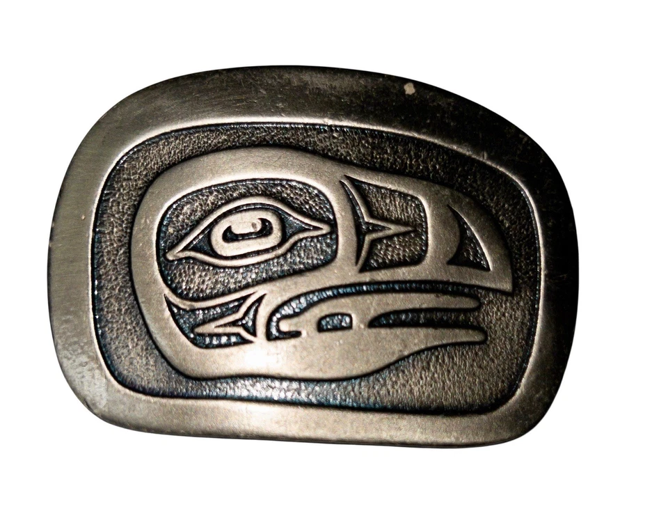 Vtg Indiana Metal Craft Jim Schoppert Raven Western Silver ToneBelt Buckle 1977 - Image 2 of 4