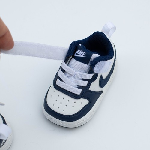 Nike Court Borough Low 2C Baby Sneakers Blue White BQ5453-107 Leather Shoes NEW - Picture 8 of 9