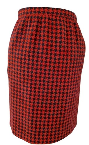 Alfred Dunner VTG 2PC Red Navy Wool Blend Houndstooth Skirt Blazer Suit Size 16 - Picture 4 of 9
