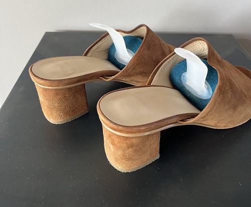 (noname) Pantolette aus weichem Wildleder und Blockabsatz, Gr. 40, mittelbraun - Bild 3 von 6
