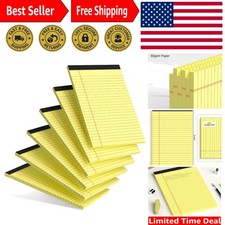 6-Pack Yellow College Ruled 5x8 Notepads with Perforated Edges - Write with Ease