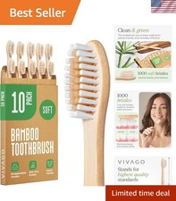 Bamboo Toothbrushes 10 Pack - BPA Free Soft Bristles Toothbrushes, Eco-Friend...