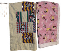 2 Handmade Baby Quilts Warner Bros Cartoon  Pink Moon Blanket Soft Nursery Gif