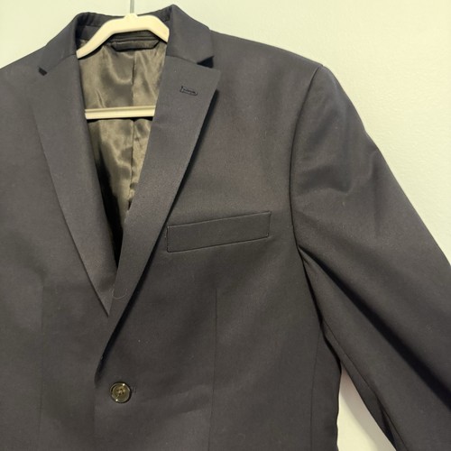 Lauren Ralph Lauren Boy's 2 Button Solid Print Blazer Navy Blue Size 14R - Picture 2 of 9
