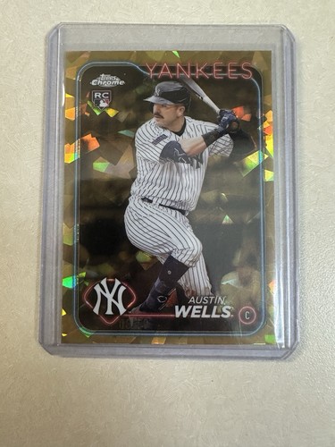 Austin Wells Gold Rookie Refractor /50 2024 Topps Chrome Sapphire YANKEES SSP