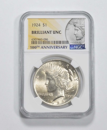 1924 Peace Silver Dollar 100th Anniv 2021 Special Label MS Unc NGC *9364