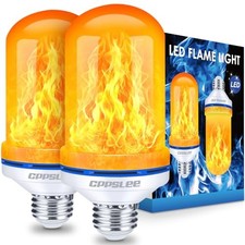 Halloween Decorations Upgraded LED Flame Light Bulbs, 4 Modes 2 Pack - Yellow