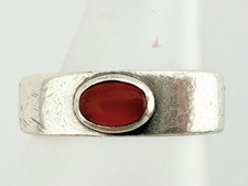 ES NEPAL VINTAGE 925 STERLING SILVER CRAZED CARNELIAN SZ 7.75 RING K872C