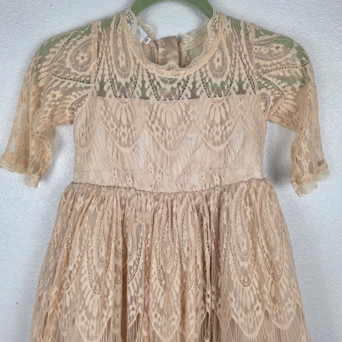 Trish Scully Bella Blush Ivory Lace Dress 10 Pageant Flower Girl Confirmation - Picture 2 of 17