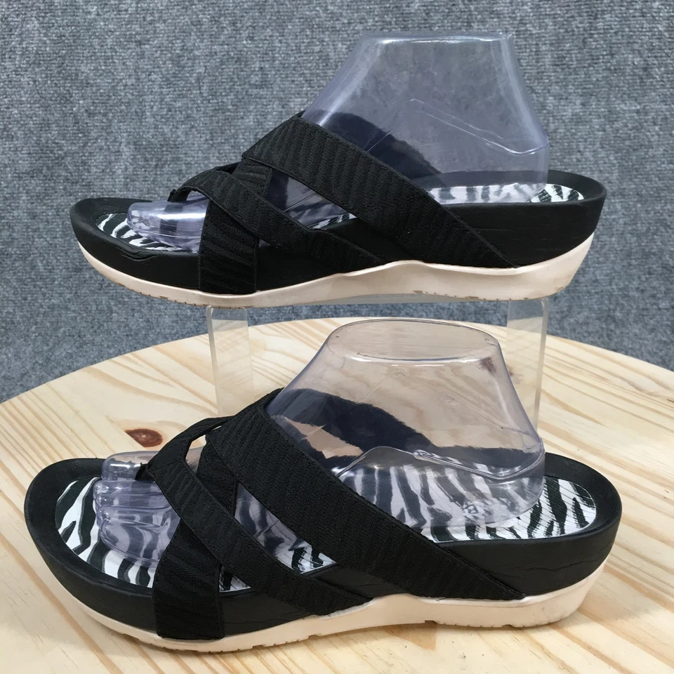 Baretraps Sandals Womens 11 M Agatha Casual Slip On Wedge Slide Black Fabric - Image 2 of 4