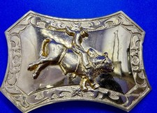 Bull Rider Riding Pro Professional Rodeo Trophy Gold Color Western Belt Buckle