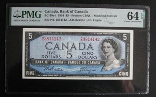 1954 Kanada 5 Dollar Banknote PMG 64EPQ
