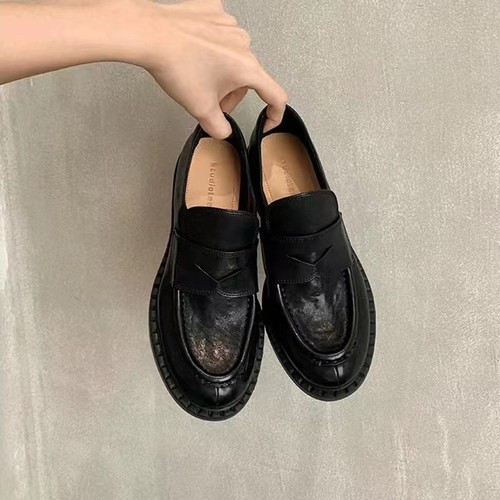 Women's Real Leather Loafers Shoes Low Chunky Heels Pumps 2025 New Leather Shoes - Picture 2 of 25