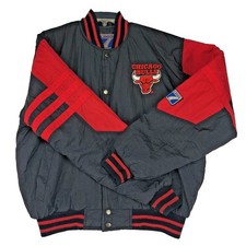 Vintage Logo 7 Chicago Bulls NBA Varsity Bomber Jacket Youth XL Black Red 90s