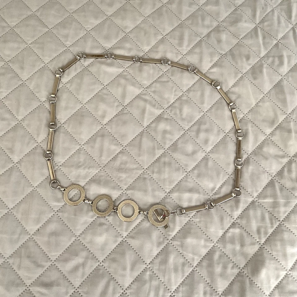 Винтажный Calvin Klein ремень бирюза серебристого тона геометрические кольца цепочка один размер - Изображение 3 из 4