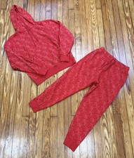 Nike Sportswear Club Fleece AOP Hoodie  Pants Set Size Medium Sweatsuit Red