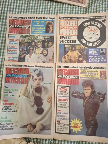 4 x RECORD MIRROR Magazines 1974 Quatro Bowie Sweet Alvin HotChoc Paper Lace NME - Imagen 2 de 22