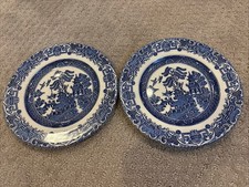 SET OF 2 BLUE WILLOW MADE IN ENGLAND BREAD PLATES 7 INCH.
