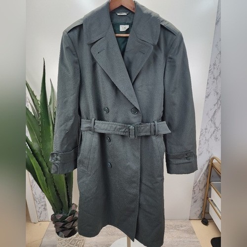 Abrigo militar vintage de gabardina 100 % lana para hombre con forro extraíble verde 36R - Imagen 11 de 16