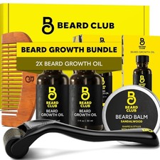 The Beard Club Enhanced Beard Growth Kit - Derma Roller, Beard Growth Oil 2PK ,