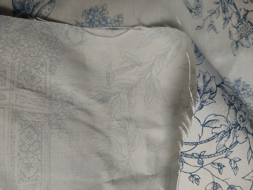 REMNANT Chinoiserie Blue & White Toile Fabric Asian Scene Toile Romantic SILK?? - Picture 8 of 9