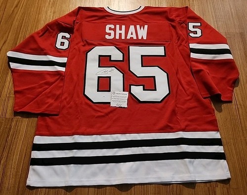 ANDREW SHAW signed Autogramm Custom Trikot Chicago Blackhawks NHL Schwartz - Bild 1 von 4