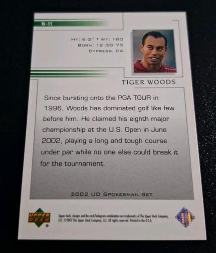 2002 UPPER DECK NATIONAL CONVENTION SP #N-11 TIGER WOODS WORLD GOLF HOF NRMT-MT! - Picture 2 of 2
