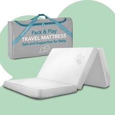Foldable Travel Pack n Play Mattress Pad with Bag, 38 x 26 x 1.5, White