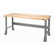 Fixed Height Workbench C-Channel Flared Leg Maple Block Square Edge 60"W x 30"D